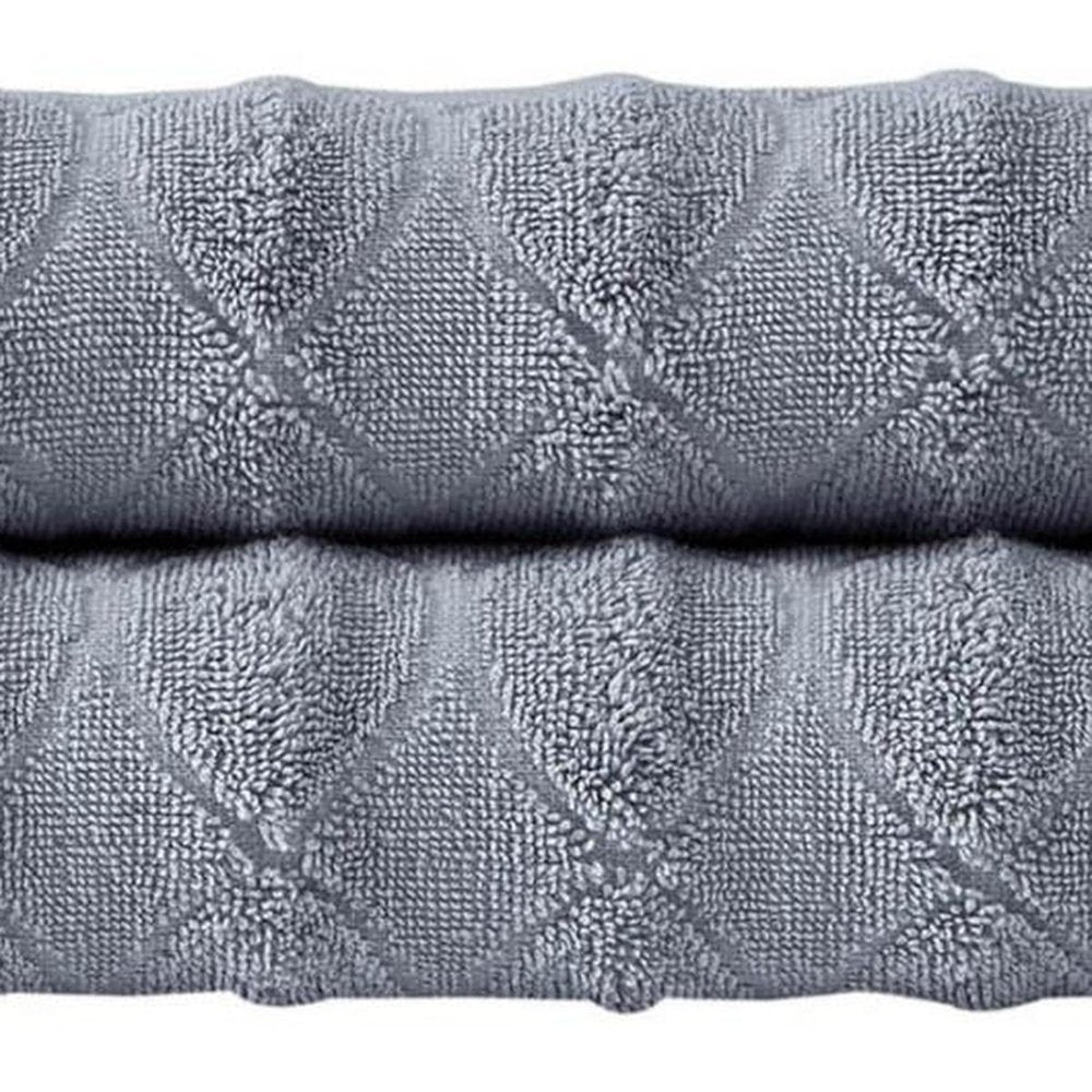 Set of Two White Geometric Turkish Cotton 27" X 54" Bath Towels