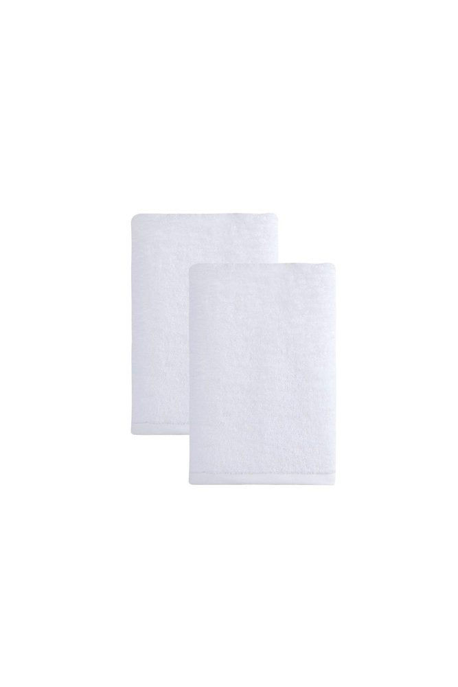 Set of Two White Turkish Cotton 27" X 54" Bath Towels