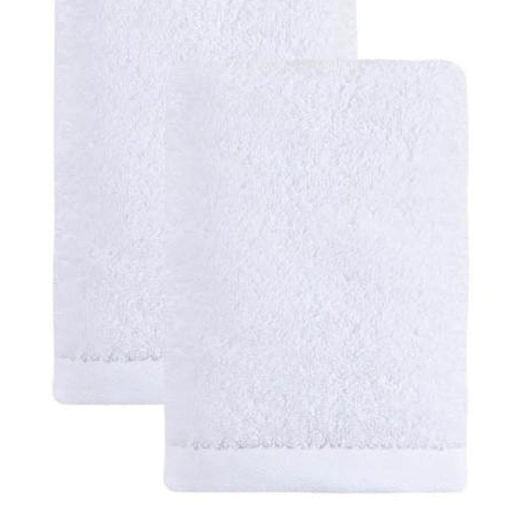 Set of Two White Turkish Cotton 16" X 30" Hand Towels