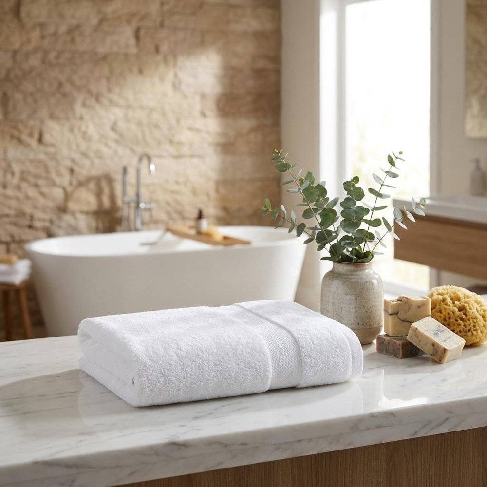 Set of Two White Turkish Cotton 16" X 30" Hand Towels