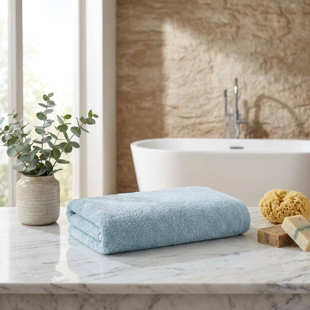 Set of Two White Turkish Cotton 27" X 54" Bath Towels