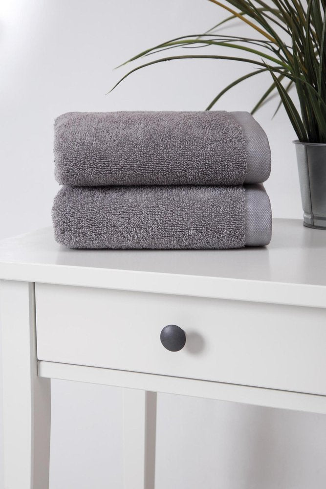 Set of Two White Turkish Cotton 16" X 30" Hand Towels