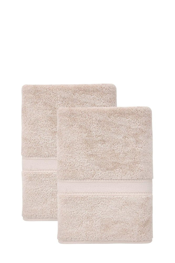 Set of Two White Turkish Cotton 27" X 54" Bath Towels