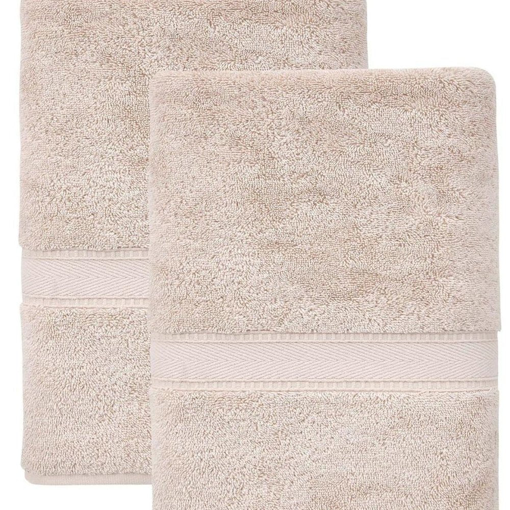 Set of Two White Turkish Cotton 27" X 54" Bath Towels