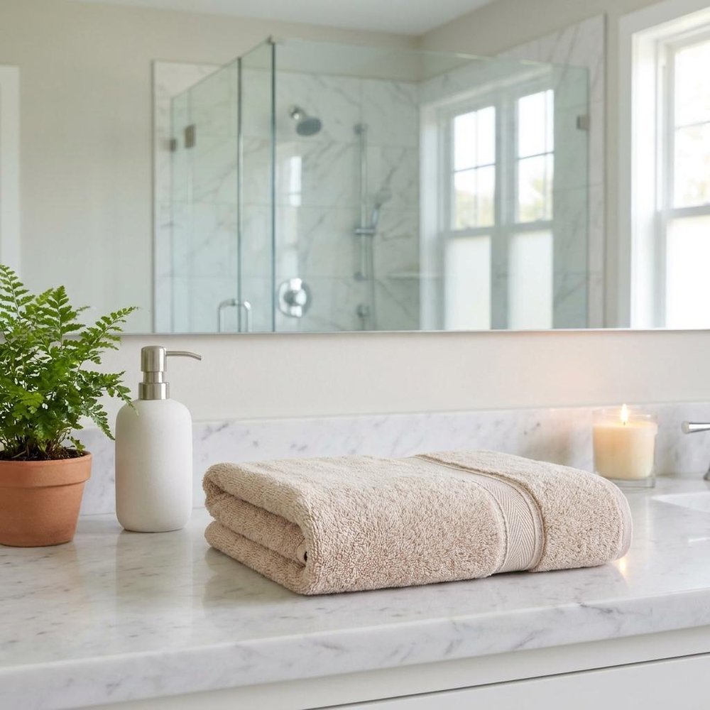 Set of Two White Turkish Cotton 27" X 54" Bath Towels