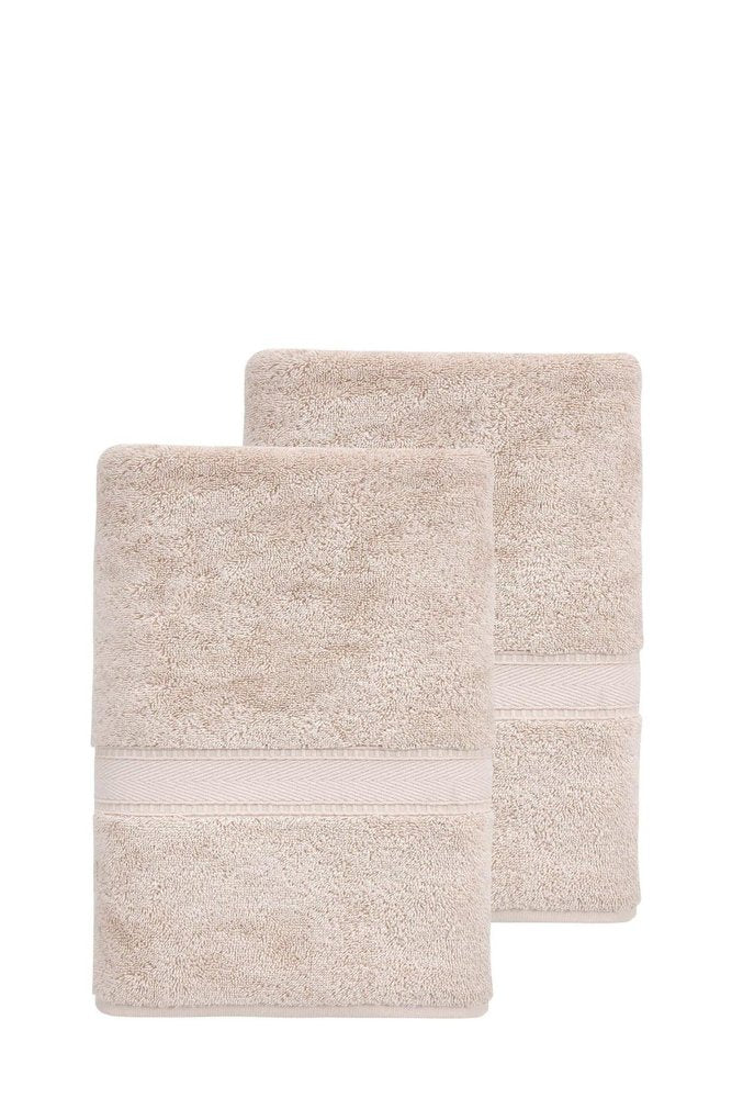 Set of Two White Turkish Cotton 27" X 54" Bath Towels