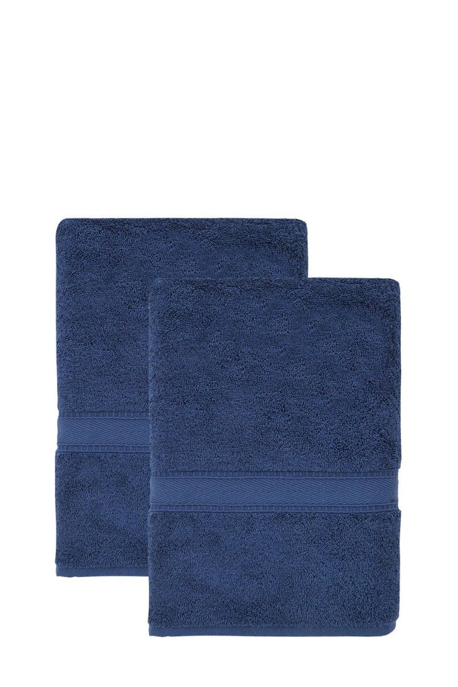 Set of Two White Turkish Cotton 27" X 54" Bath Towels