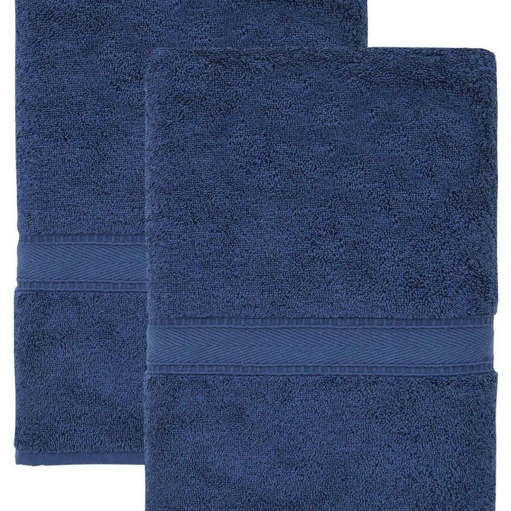 Set of Two White Turkish Cotton 27" X 54" Bath Towels