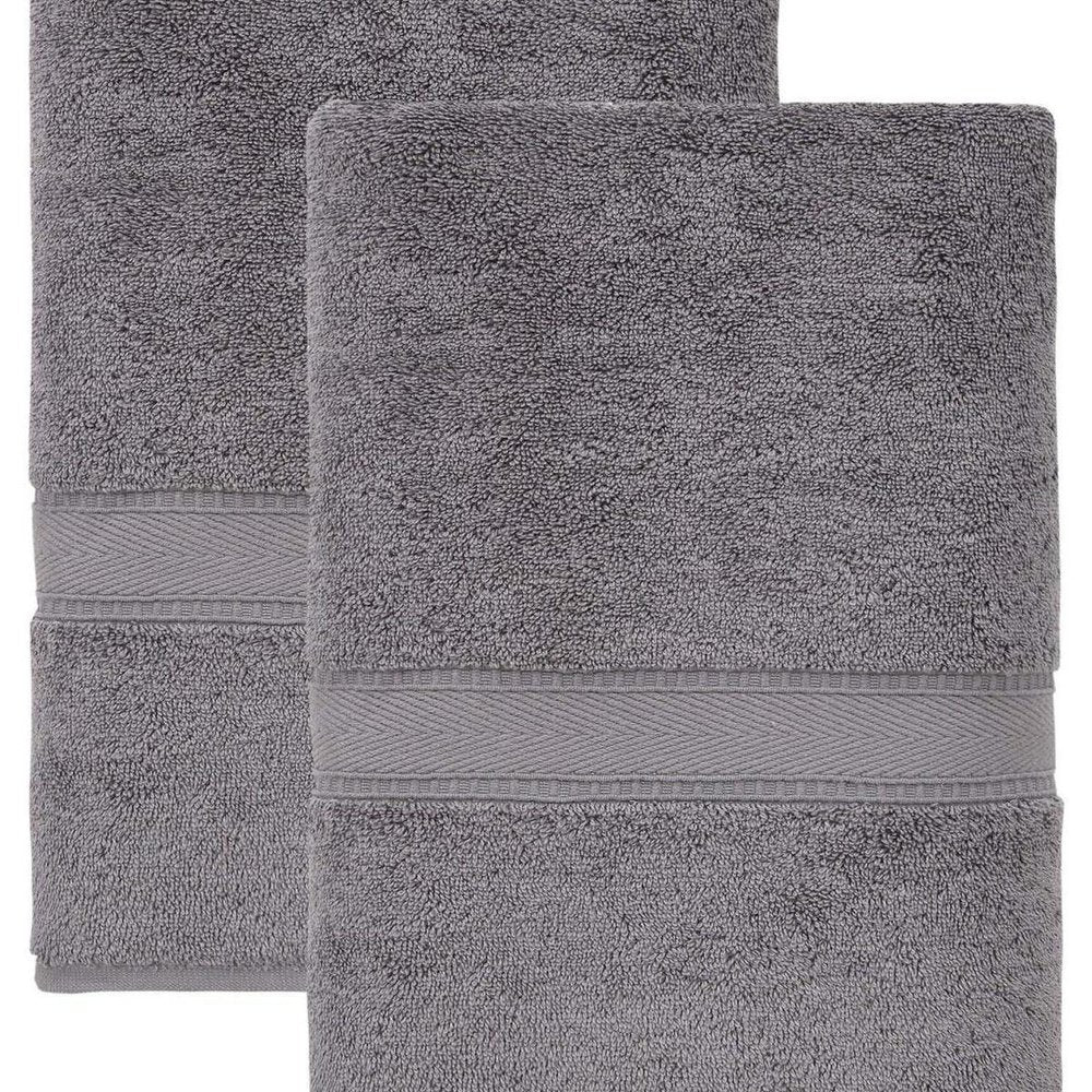 Set of Two White Turkish Cotton 27" X 54" Bath Towels