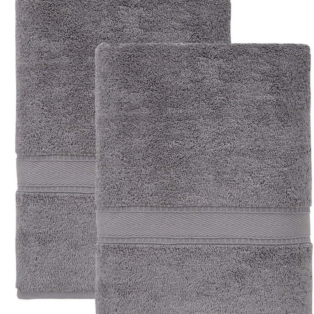 Set of Two White Turkish Cotton 27" X 54" Bath Towels