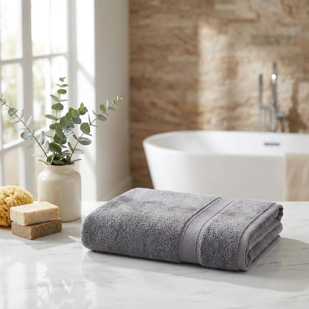 Set of Two White Turkish Cotton 27" X 54" Bath Towels