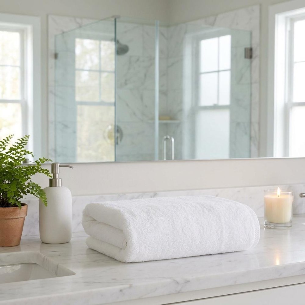 Set of Two White Turkish Cotton 40" X 70" Bath Sheet