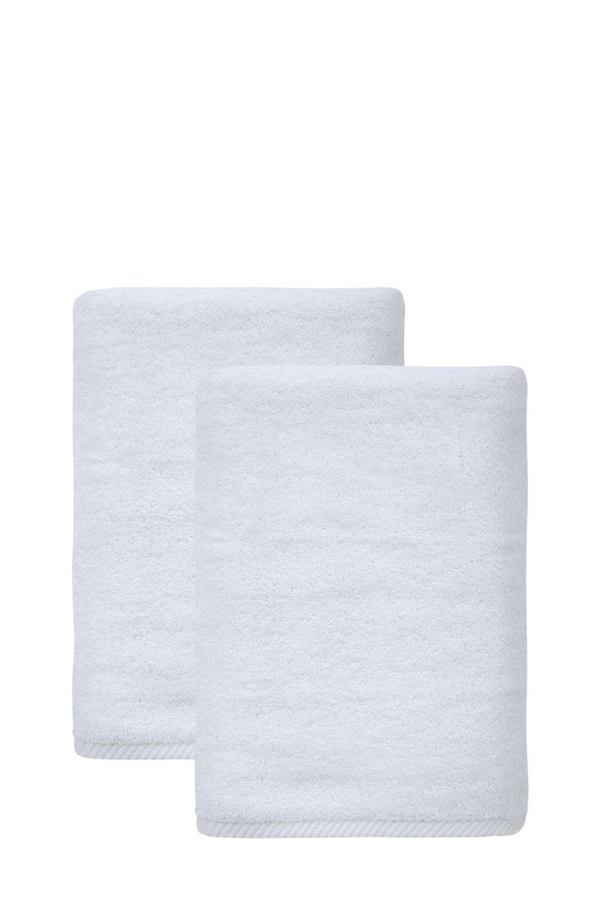 Set of Two White Turkish Cotton 27" X 54" Bath Towels
