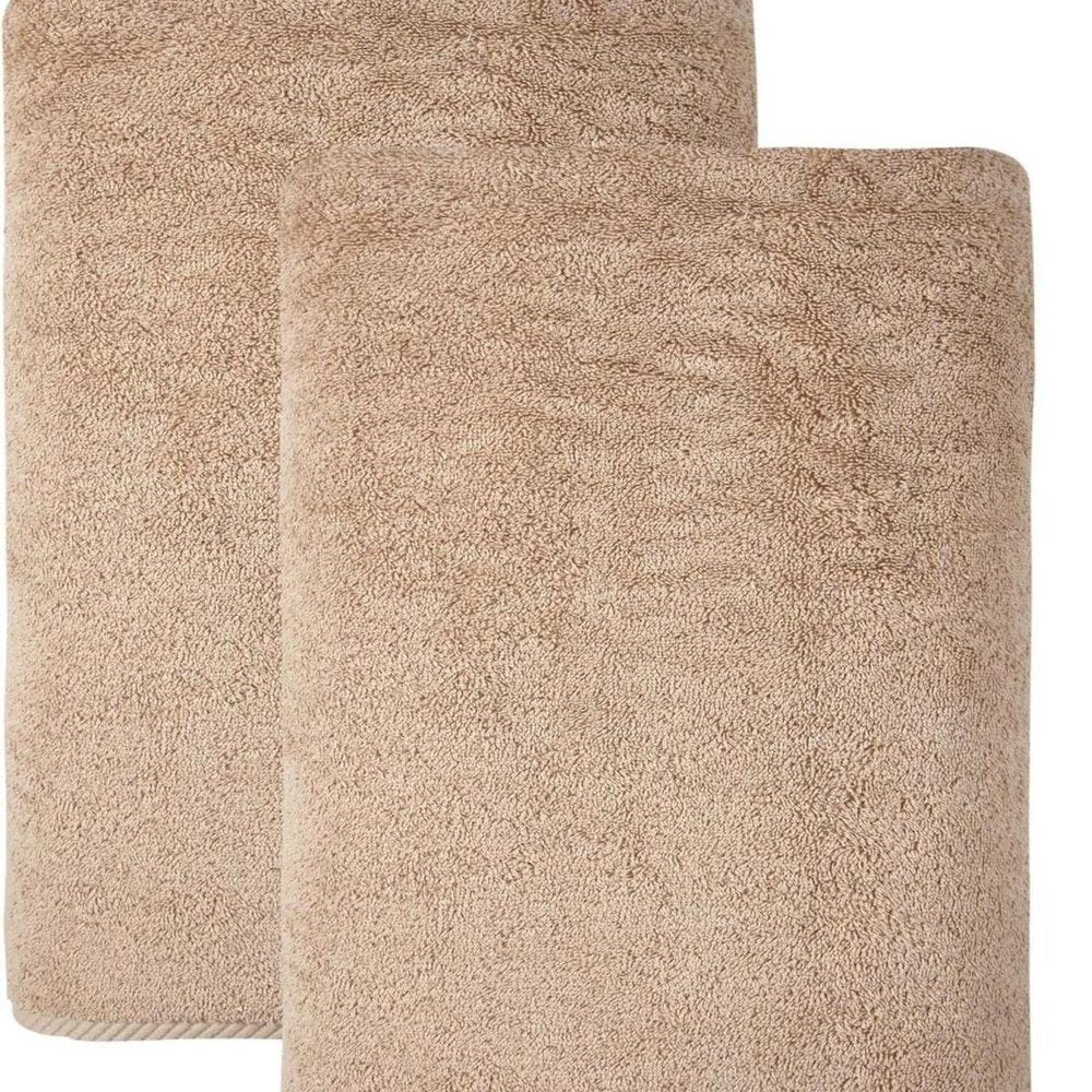 Set of Two White Turkish Cotton 27" X 54" Bath Towels