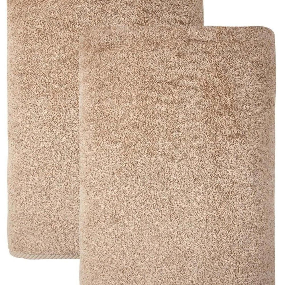 Set of Two White Turkish Cotton 27" X 54" Bath Towels