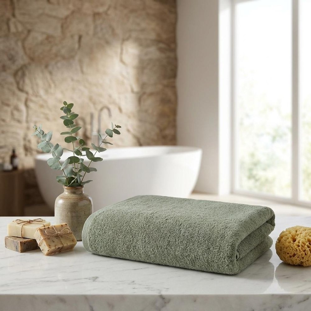 Set of Two White Turkish Cotton 40" X 70" Bath Sheet