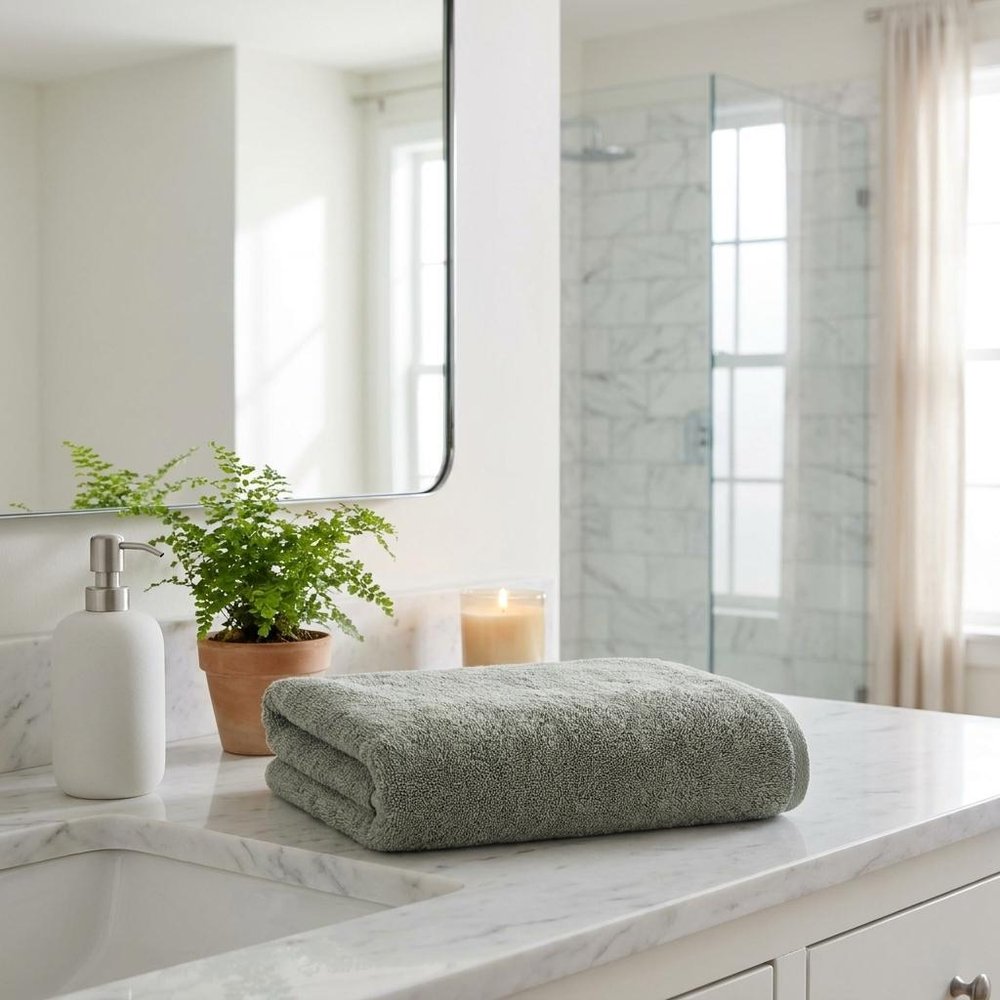 Set of Two White Turkish Cotton 27" X 54" Bath Towels