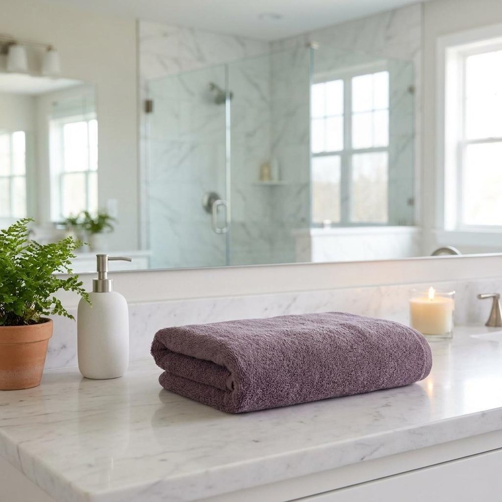 Set of Two White Turkish Cotton 27" X 54" Bath Towels