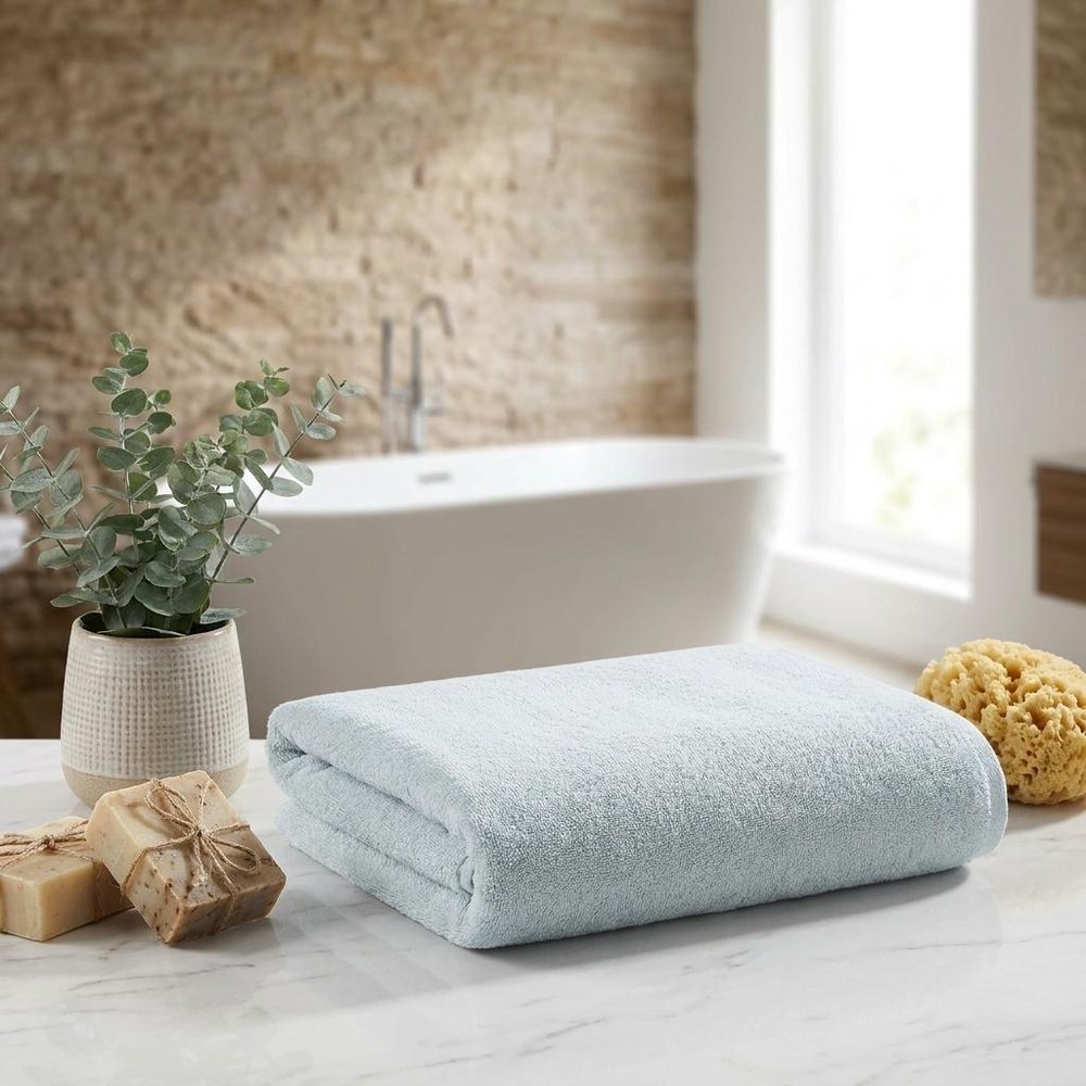 Set of Two White Turkish Cotton 40" X 70" Bath Sheet