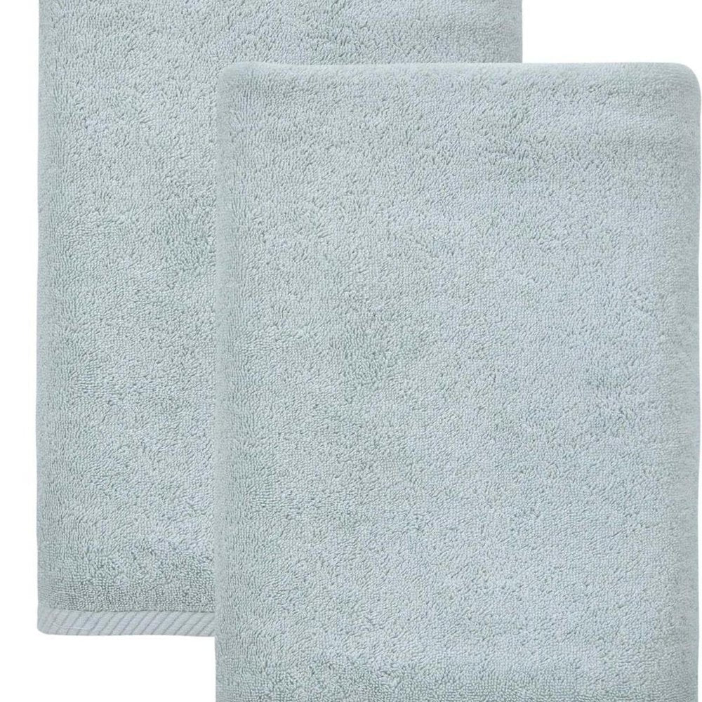 Set of Two White Turkish Cotton 27" X 54" Bath Towels