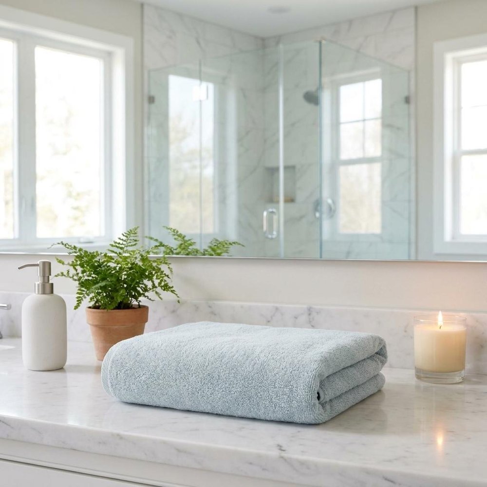 Set of Two White Turkish Cotton 27" X 54" Bath Towels