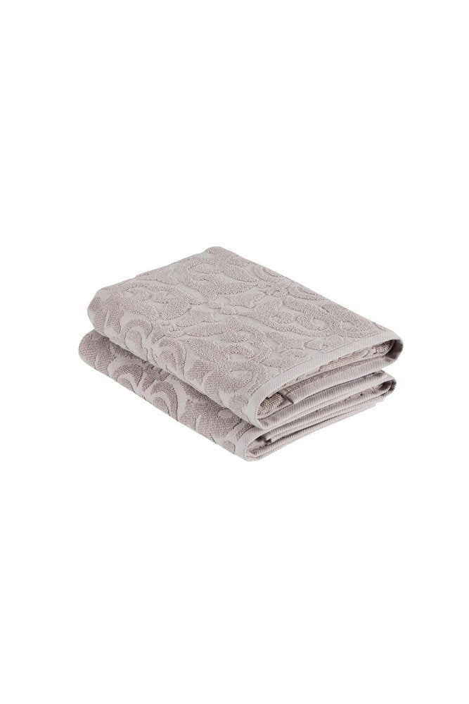 Set of Two Brown Floral Turkish Cotton 27" X 54" Bath Towels