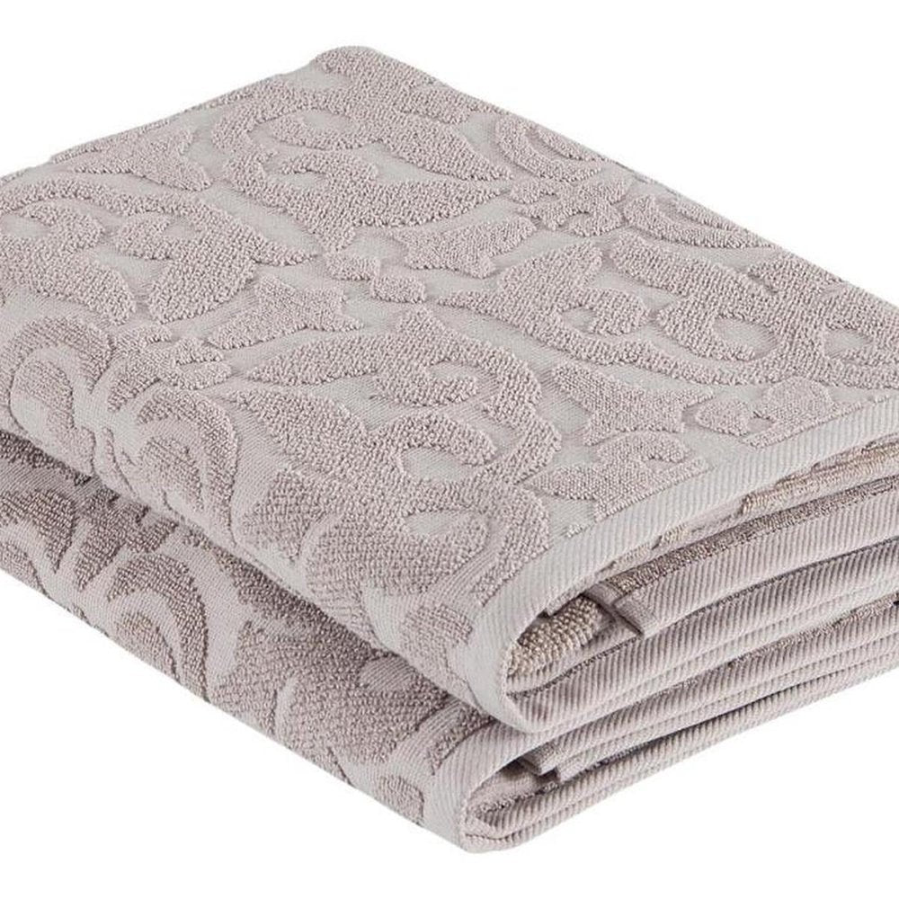 Set of Two Brown Floral Turkish Cotton 27" X 54" Bath Towels