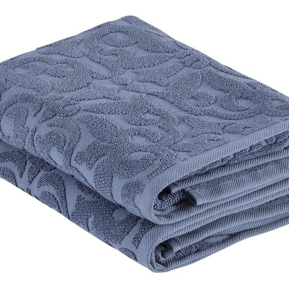 Set of Two Brown Floral Turkish Cotton 27" X 54" Bath Towels
