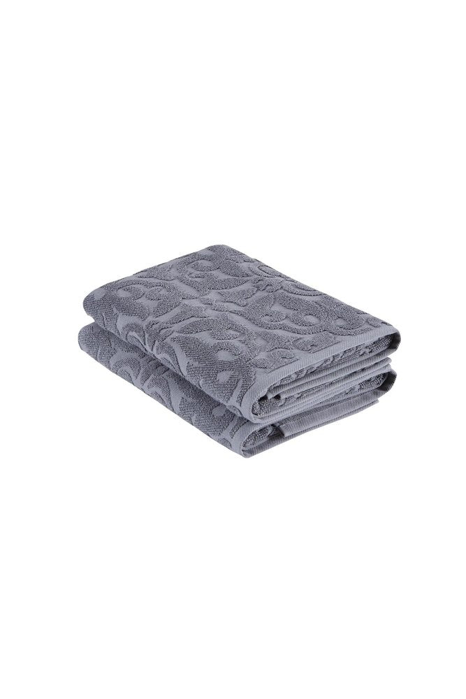 Set of Two Brown Floral Turkish Cotton 27" X 54" Bath Towels
