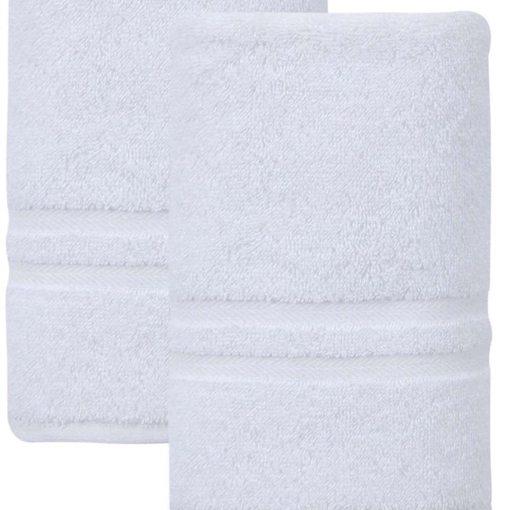 Set of Two White Turkish Cotton 16" X 30" Hand Towels