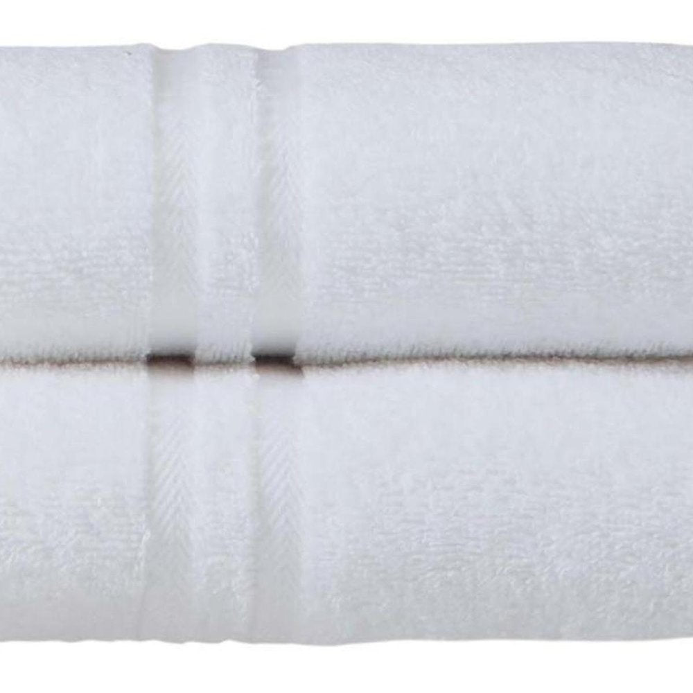 Set of Two White Turkish Cotton 16" X 30" Hand Towels