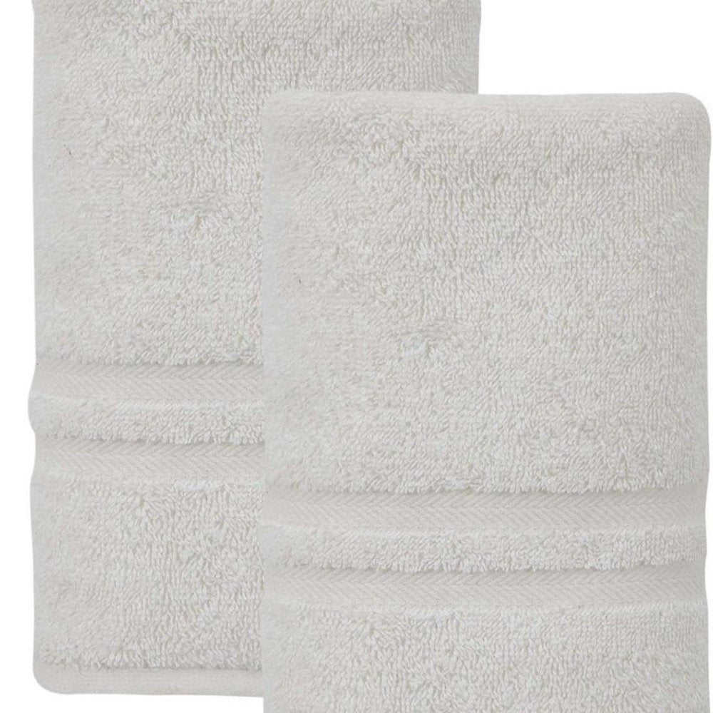 Set of Two White Turkish Cotton 16" X 30" Hand Towels