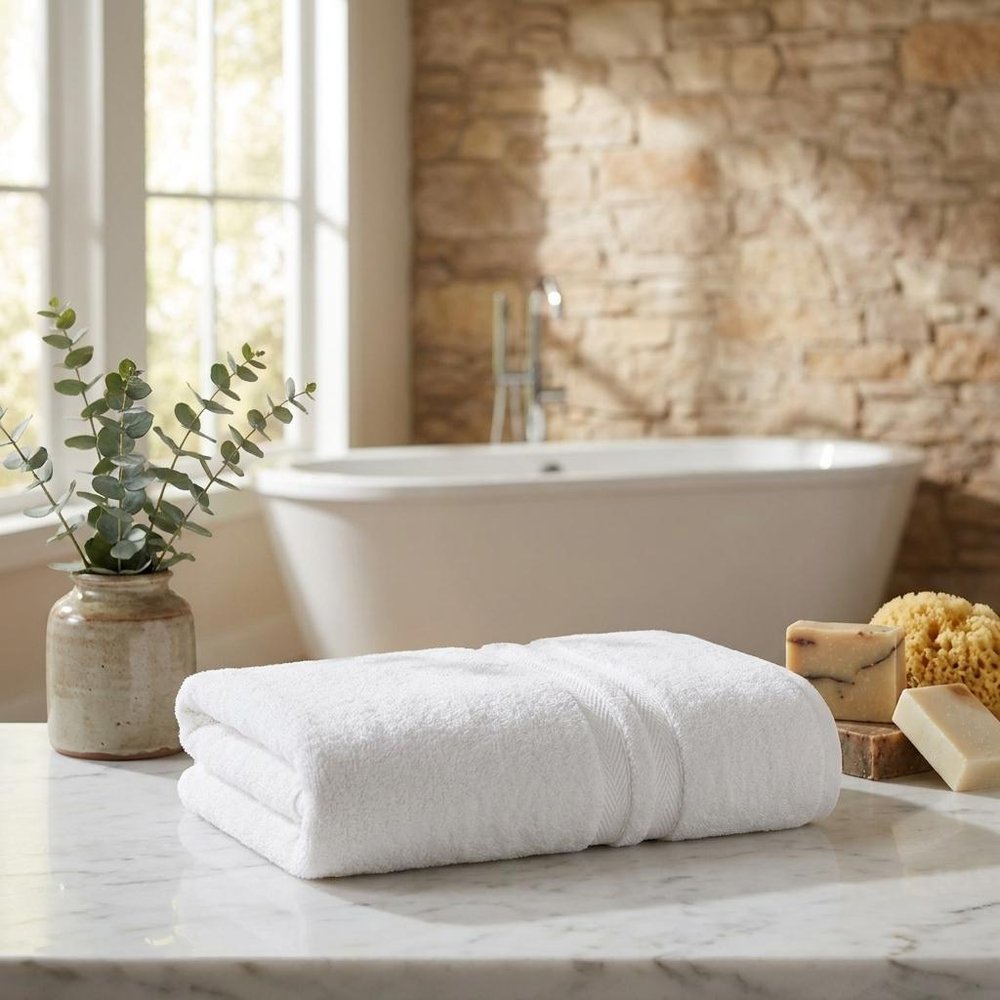 Set of Two White Turkish Cotton 16" X 30" Hand Towels