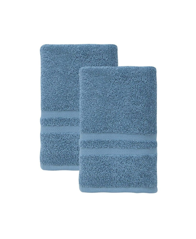 Set of Two White Turkish Cotton 16" X 30" Hand Towels