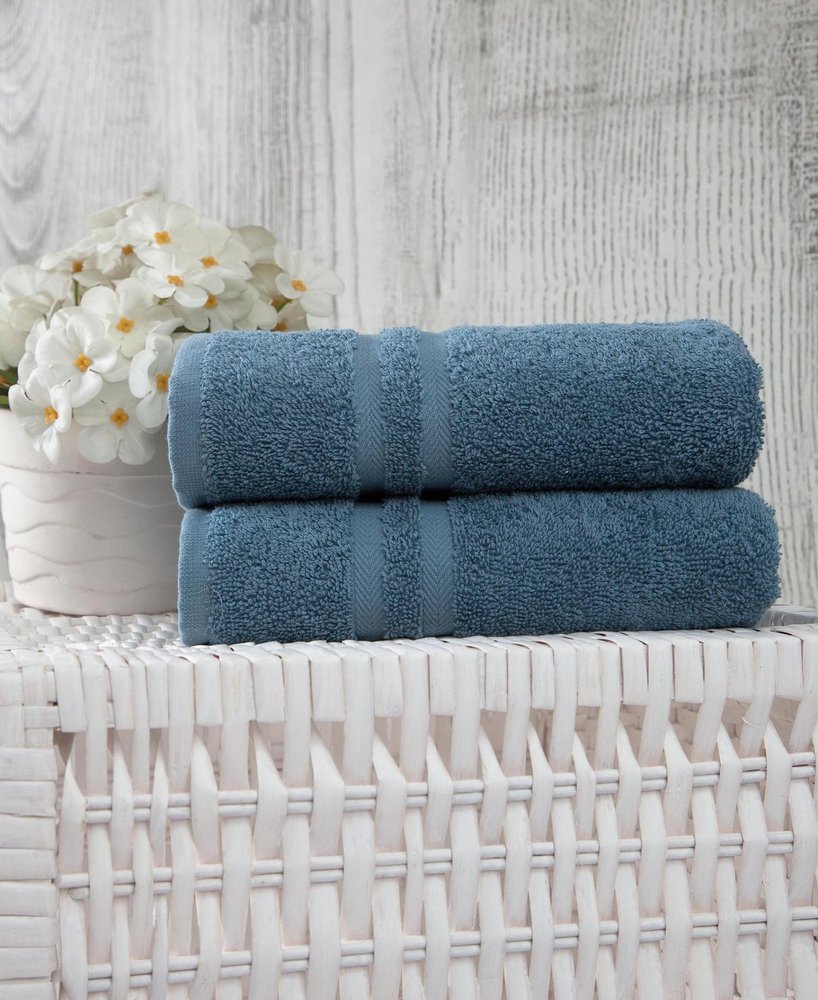 Set of Two White Turkish Cotton 16" X 30" Hand Towels
