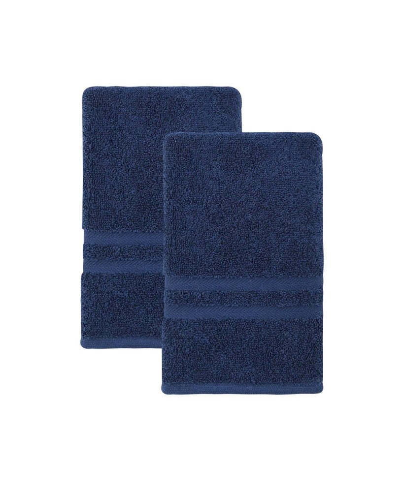 Set of Two White Turkish Cotton 16" X 30" Hand Towels