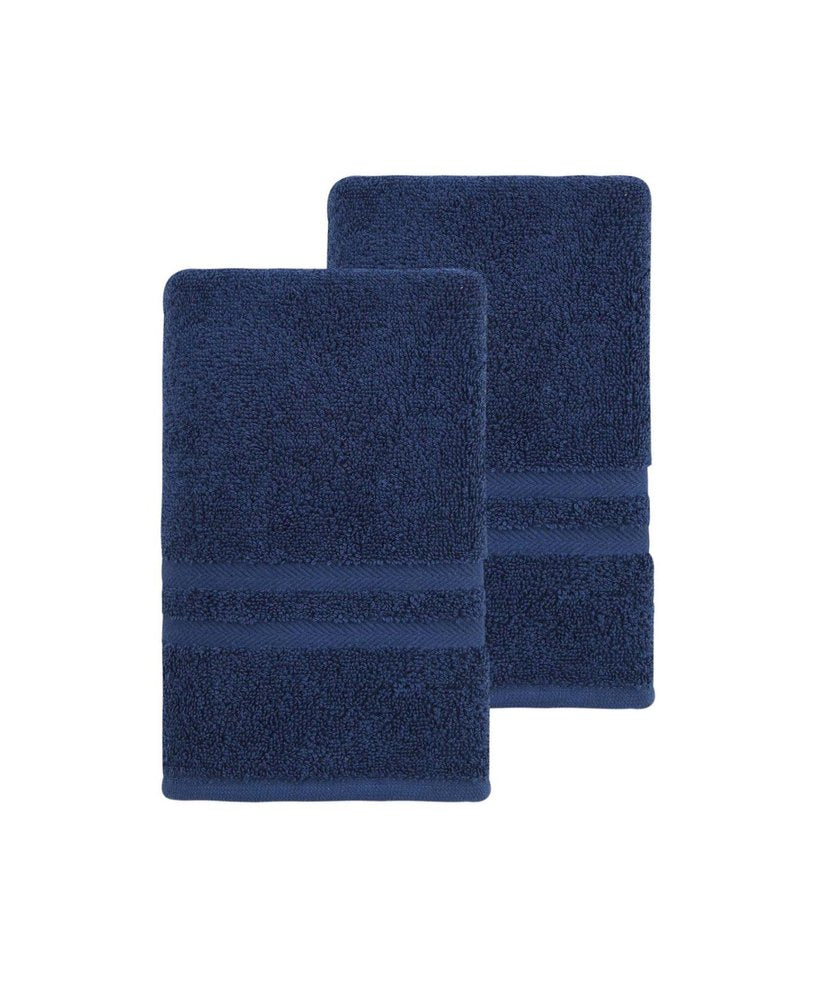 Set of Two White Turkish Cotton 16" X 30" Hand Towels