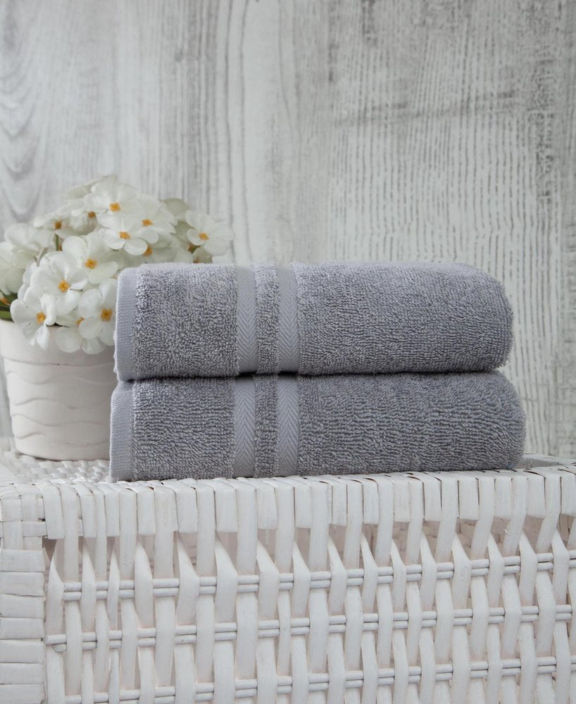 Set of Two White Turkish Cotton 16" X 30" Hand Towels