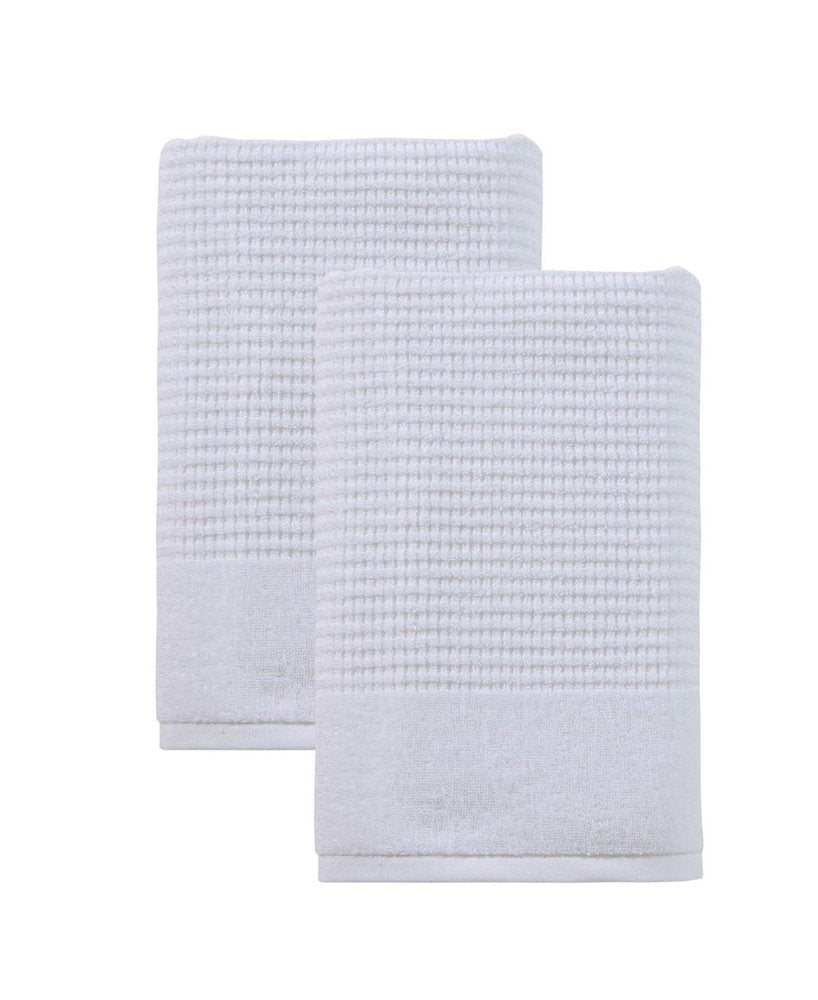 Set of Two White Polka Dots Turkish Cotton 27" X 54" Bath Towels