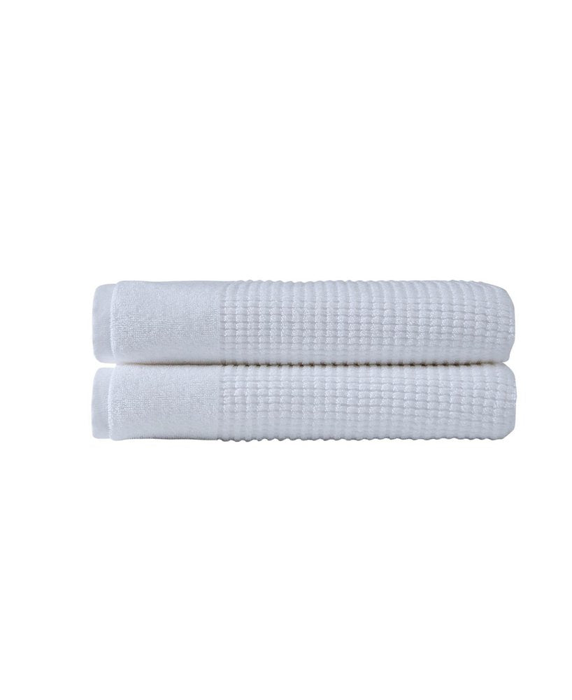 Set of Two White Polka Dots Turkish Cotton 27" X 54" Bath Towels