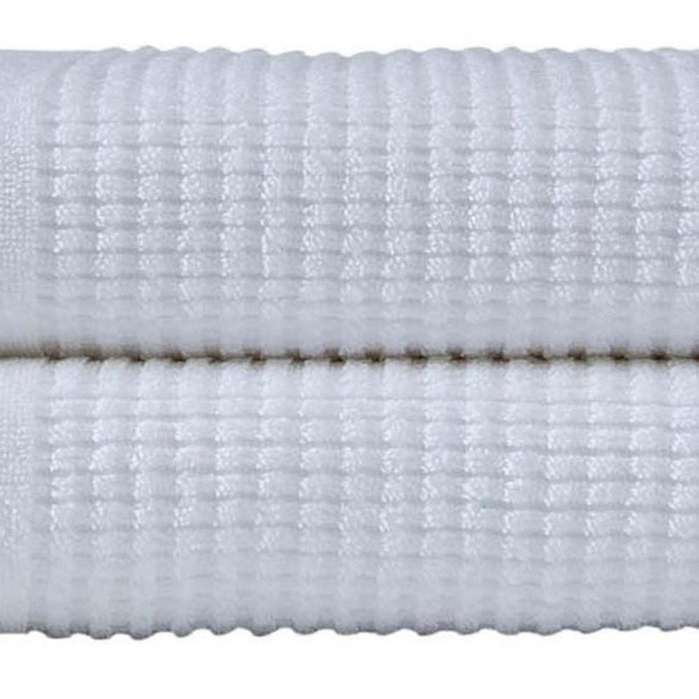 Set of Two White Polka Dots Turkish Cotton 27" X 54" Bath Towels