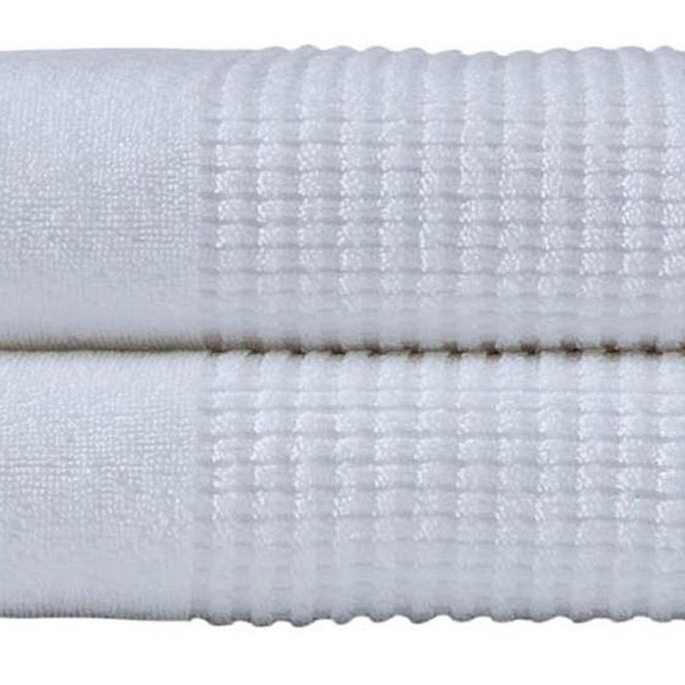 Set of Two White Polka Dots Turkish Cotton 27" X 54" Bath Towels