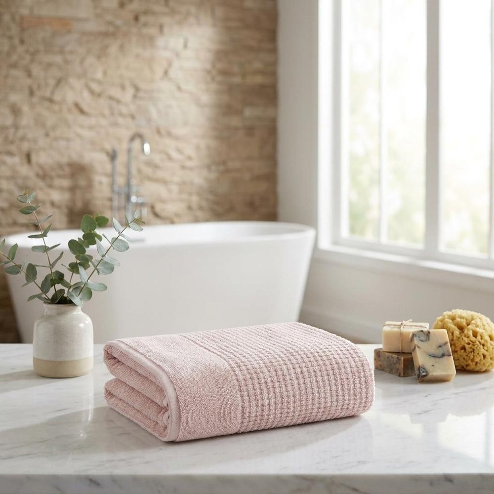 Set of Two White Polka Dots Turkish Cotton 27" X 54" Bath Towels