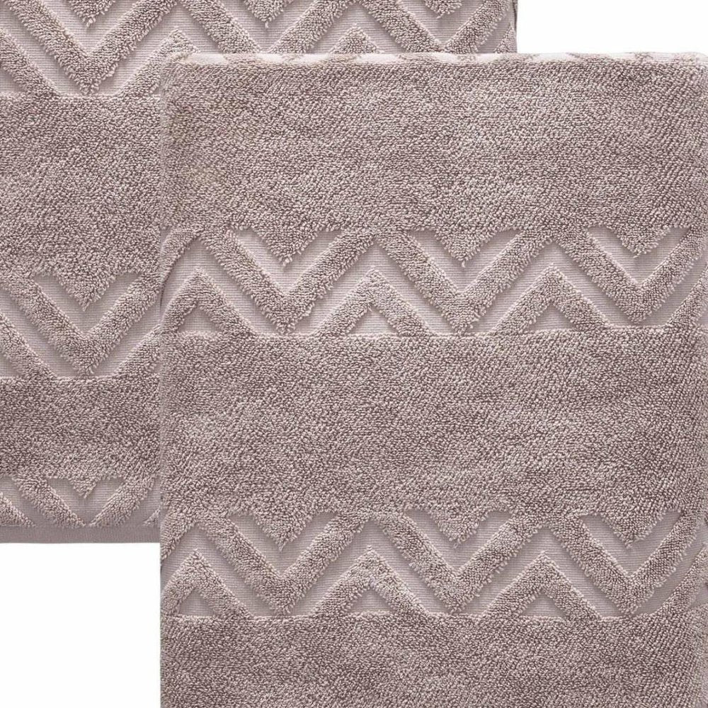 Set of Two White Geometric Turkish Cotton 40" X 70" Bath Sheet