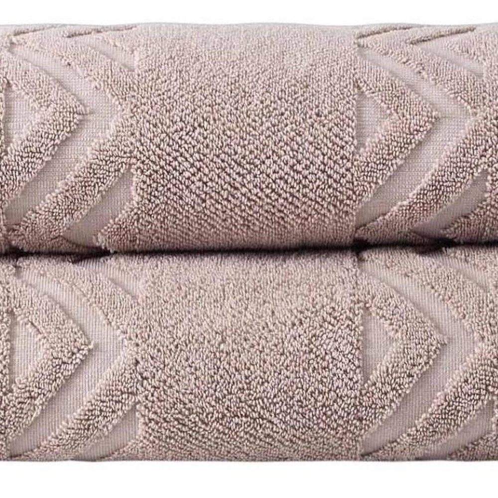 Set of Two White Geometric Turkish Cotton 40" X 70" Bath Sheet
