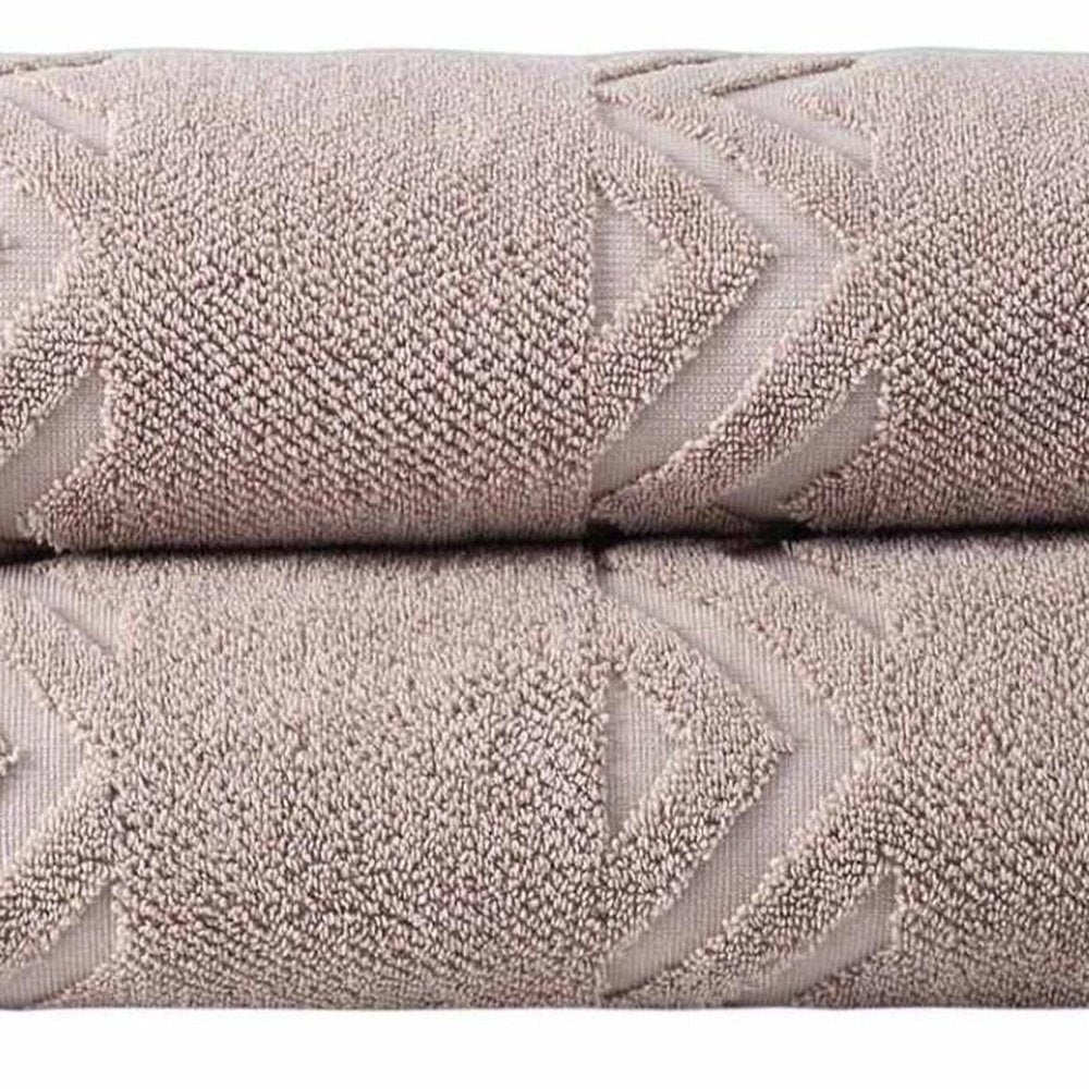 Set of Two White Geometric Turkish Cotton 27" X 54" Bath Towels