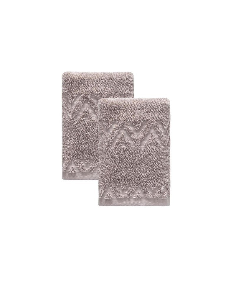 Set of Two White Geometric Turkish Cotton 16" X 30" Hand Towels