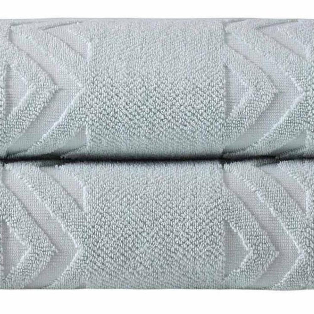 Set of Two White Geometric Turkish Cotton 40" X 70" Bath Sheet