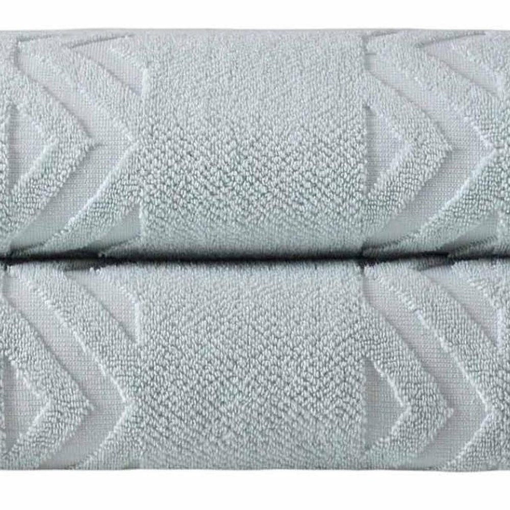 Set of Two White Geometric Turkish Cotton 27" X 54" Bath Towels