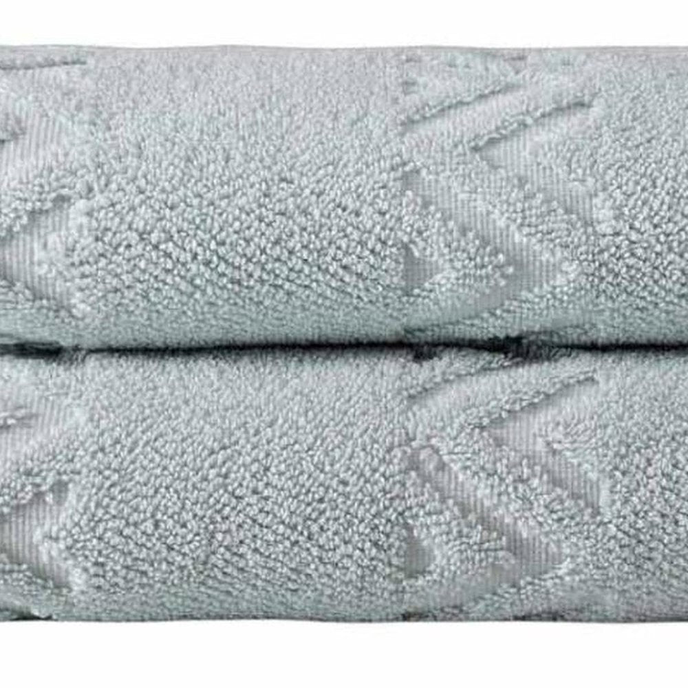 Set of Two White Geometric Turkish Cotton 16" X 30" Hand Towels